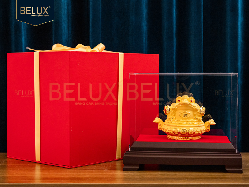 Tượng thiềm thừ vàng cát 14x10x10cm